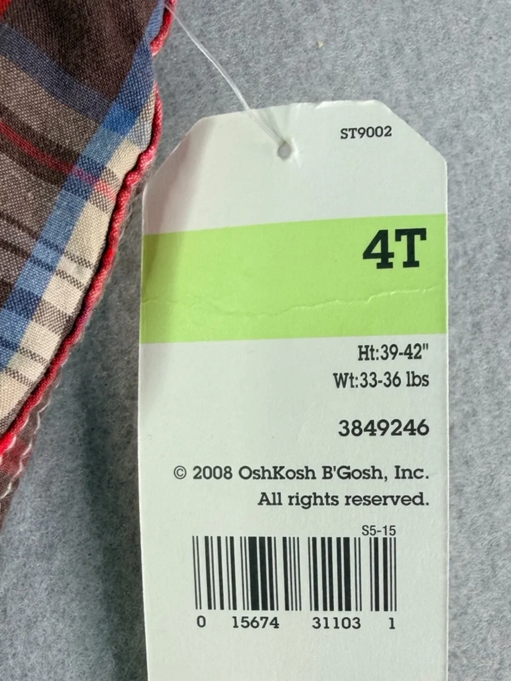 OshKosh Brown Plaid Short Chinos Pants Boys 4T Brown White Red Blue